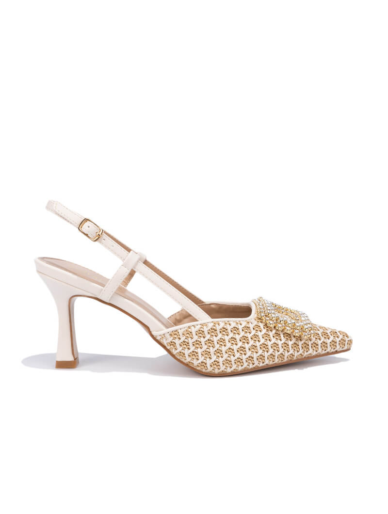 Escarpins à boucle ornée en strass